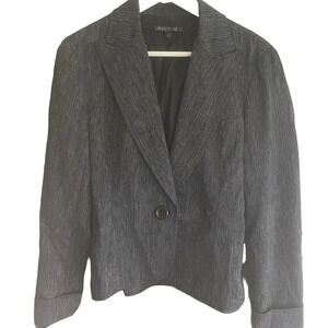 Lafayette 148 Womens Fitted Blazer Jacket Size 6 Graphite Grey Single Button